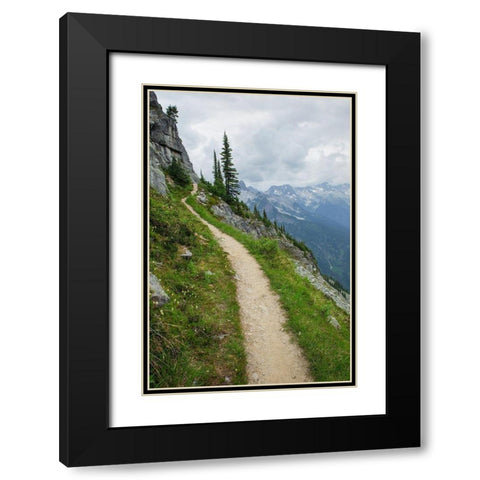 Abbott Ridge Trail along cliffs below Mount Abbott Selkirk Mountains Glacier National Park Black Modern Wood Framed Art Print with Double Matting by Majchrowicz, Alan