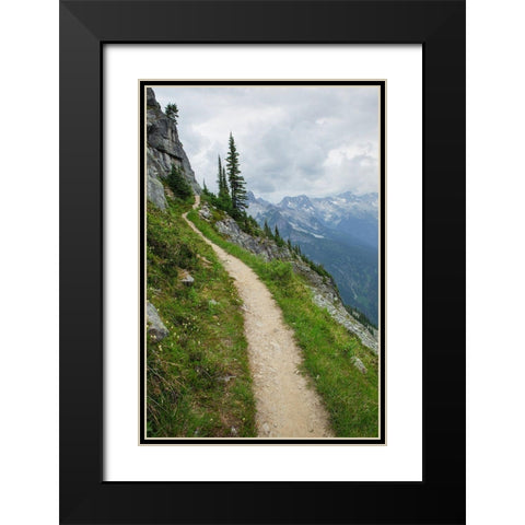 Abbott Ridge Trail along cliffs below Mount Abbott Selkirk Mountains Glacier National Park Black Modern Wood Framed Art Print with Double Matting by Majchrowicz, Alan