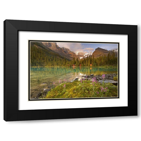 Canada, Yoho NP Lodge and forest by Lake Ohara Black Modern Wood Framed Art Print with Double Matting by Paulson, Don