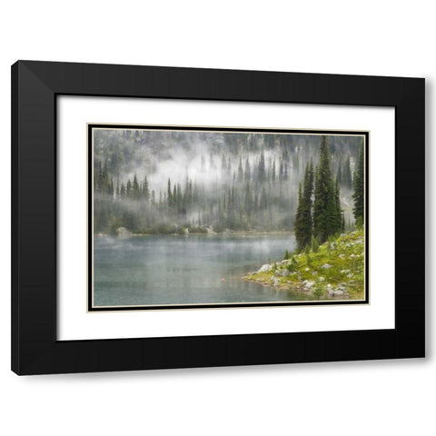 Canada, BC, Revelstoke NP Fog on Lake Eva Black Modern Wood Framed Art Print with Double Matting by Paulson, Don
