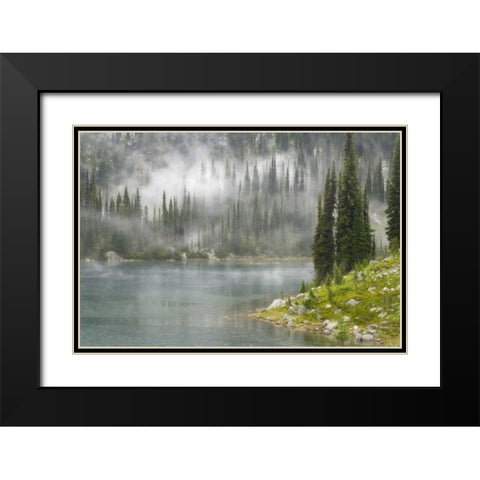 Canada, BC, Revelstoke NP Fog on Lake Eva Black Modern Wood Framed Art Print with Double Matting by Paulson, Don