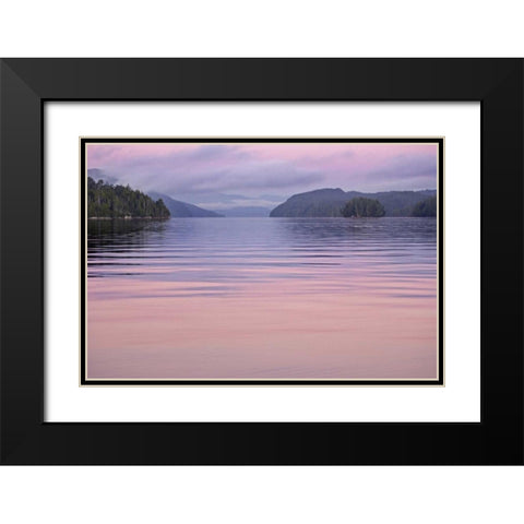 Canada, BC, Calvert Island Sunset reflections Black Modern Wood Framed Art Print with Double Matting by Paulson, Don