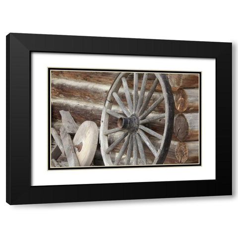 Canada, BC, Fort Steele Old wagon wheel Black Modern Wood Framed Art Print with Double Matting by Paulson, Don