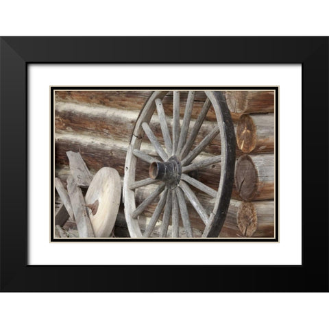 Canada, BC, Fort Steele Old wagon wheel Black Modern Wood Framed Art Print with Double Matting by Paulson, Don