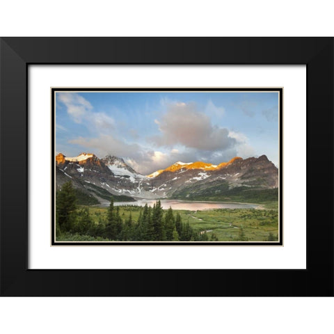 Canada, BC Sunrise on Magog Lake Meadows Black Modern Wood Framed Art Print with Double Matting by Paulson, Don