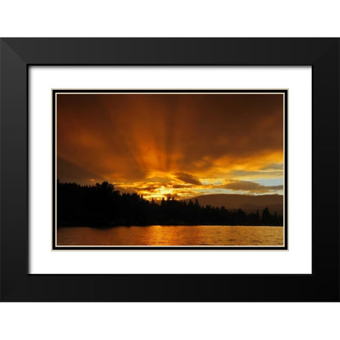 Canada, BC, Blind Bay God rays over Sushwap Lake Black Modern Wood Framed Art Print with Double Matting by Grandmaison, Mike