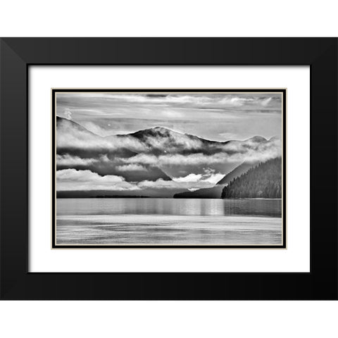 Canada-British Columbia-Prince Rupert Fog rising over Skeena River Black Modern Wood Framed Art Print with Double Matting by Jaynes Gallery
