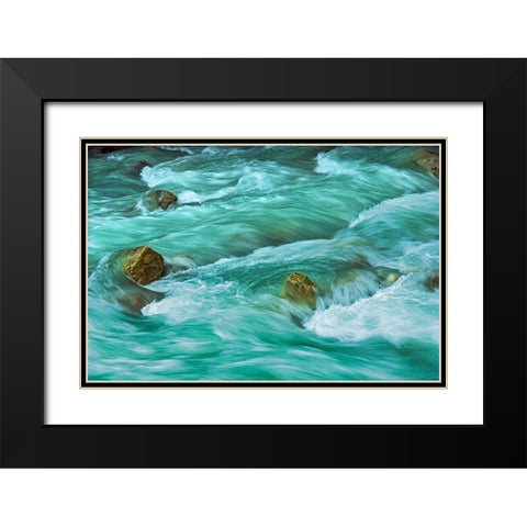 Canada- British Columbia- Mount Robson Provincial Park. Robson River cascade. Black Modern Wood Framed Art Print with Double Matting by Jaynes Gallery