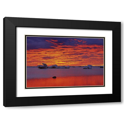 Canada, Hudson Bay Ice floes on water at sunset Black Modern Wood Framed Art Print with Double Matting by Grandmaison, Mike