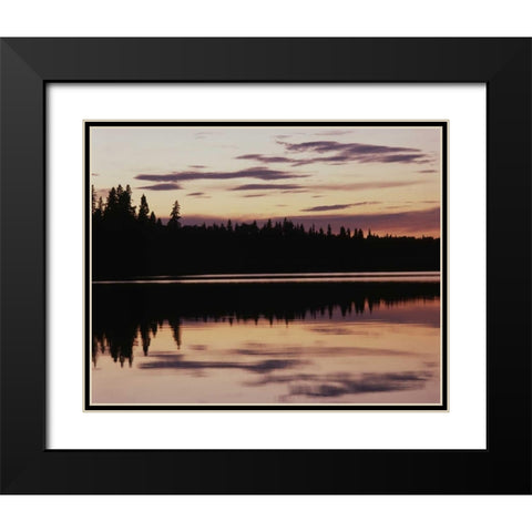 Canada, Manitoba, sunrise over Childs Lake Black Modern Wood Framed Art Print with Double Matting by Grandmaison, Mike