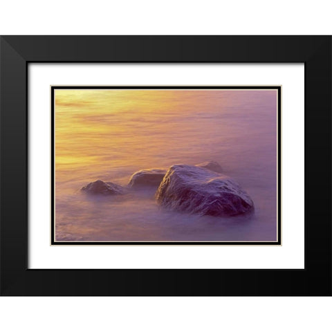 Canada, Manitoba Sunrise on Lake Winnipeg Black Modern Wood Framed Art Print with Double Matting by Grandmaison, Mike
