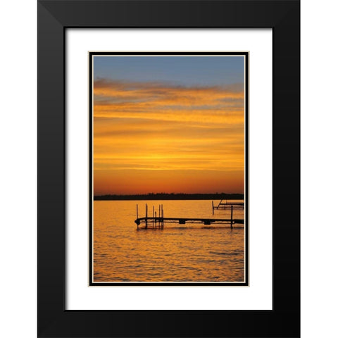 Canada, Manitoba Docks on Clearwater Lake Black Modern Wood Framed Art Print with Double Matting by Grandmaison, Mike