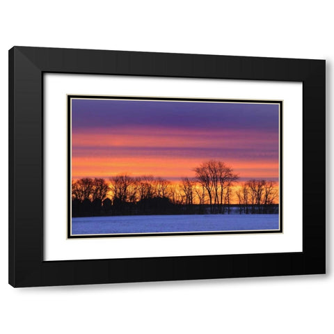 Canada, Manitoba, Dauphin Farmstead at dusk Black Modern Wood Framed Art Print with Double Matting by Grandmaison, Mike