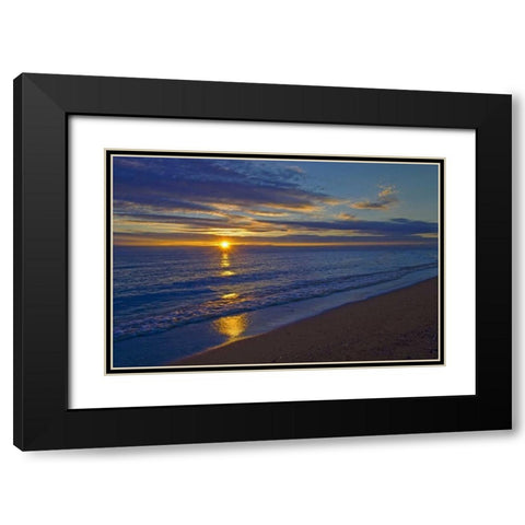 Canada, Manitoba Sunrise on Lake Winnipeg Black Modern Wood Framed Art Print with Double Matting by Grandmaison, Mike