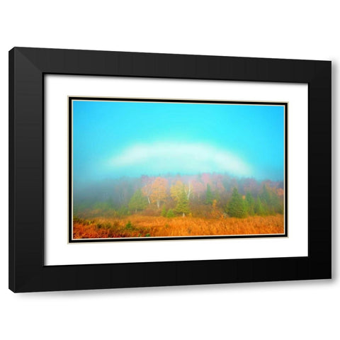 Canada, Whiteshell PP Fogbow over forest, Autumn Black Modern Wood Framed Art Print with Double Matting by Grandmaison, Mike