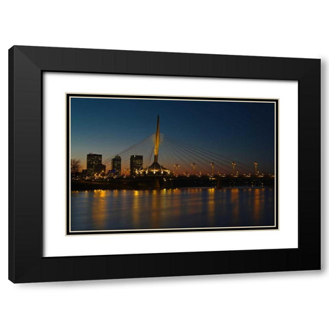 Canada, Manitoba, Winnipeg Esplanade Riel bridge Black Modern Wood Framed Art Print with Double Matting by Grandmaison, Mike