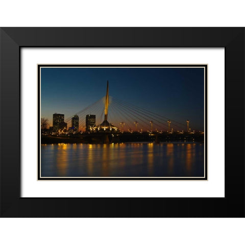 Canada, Manitoba, Winnipeg Esplanade Riel bridge Black Modern Wood Framed Art Print with Double Matting by Grandmaison, Mike