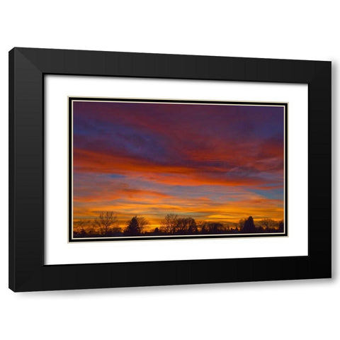 Canada, Manitoba, Winnipeg Sky at sunset Black Modern Wood Framed Art Print with Double Matting by Grandmaison, Mike