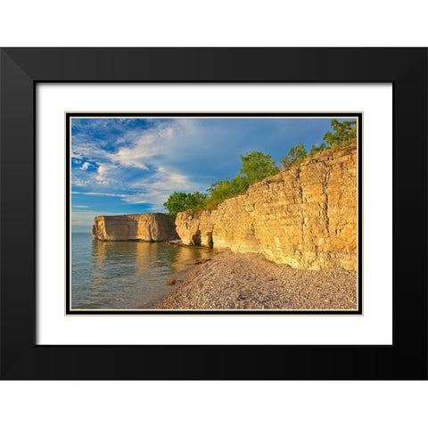 Canada-Manitoba-Steep Rock Limestone cliffs along Lake Manitoba at sunset Manitoba-Canada Black Modern Wood Framed Art Print with Double Matting by Jaynes Gallery