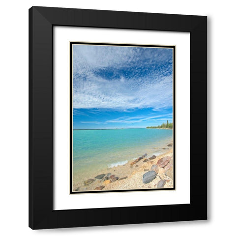 Canada-Manitoba-Little Limestone Lake Lake and rocks on shore Black Modern Wood Framed Art Print with Double Matting by Jaynes Gallery