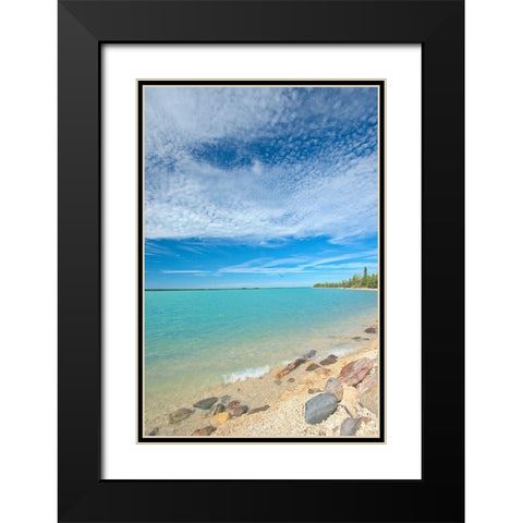 Canada-Manitoba-Little Limestone Lake Lake and rocks on shore Black Modern Wood Framed Art Print with Double Matting by Jaynes Gallery