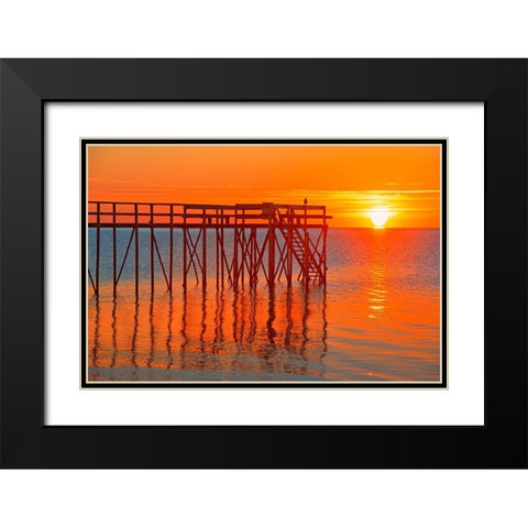 Canada-Manitoba-Matlock Pier at sunrise on Lake Winnipeg Black Modern Wood Framed Art Print with Double Matting by Jaynes Gallery