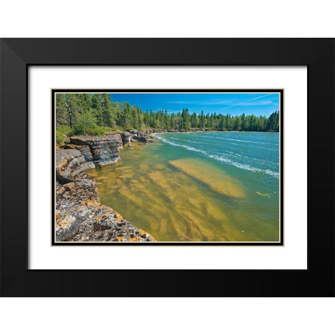 Canada-Manitoba-Wanless Rocky Lake shoreline Black Modern Wood Framed Art Print with Double Matting by Jaynes Gallery