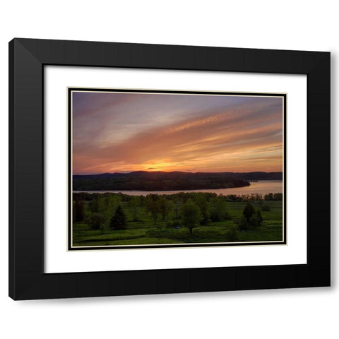 Canada Sunset on meadow and St John River Black Modern Wood Framed Art Print with Double Matting by Anon, Ellen