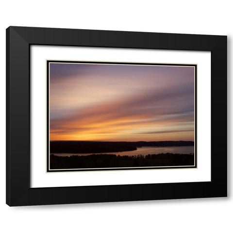 Canada Sunset on meadow and St John River Black Modern Wood Framed Art Print with Double Matting by Anon, Ellen