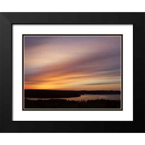 Canada Sunset on meadow and St John River Black Modern Wood Framed Art Print with Double Matting by Anon, Ellen