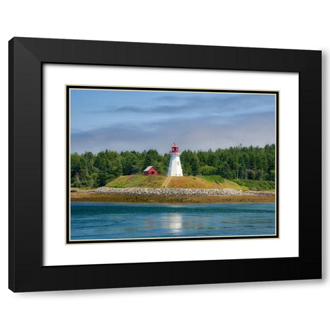 Maine-Lubec Mulholland Point Lighthouse as seen from the town of Lubec-Maine Black Modern Wood Framed Art Print with Double Matting by Eggers, Julie