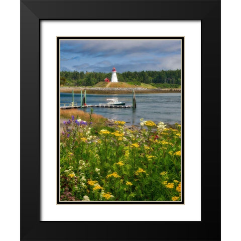 Maine-Lubec Mulholland Point Lighthouse as seen from the town of Lubec-Maine Black Modern Wood Framed Art Print with Double Matting by Eggers, Julie