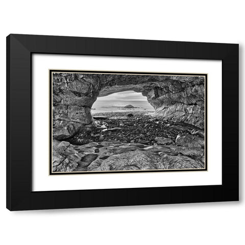 Canada-Newfoundland-The Arches Provincial Park-Rock cave on shore of Gulf of St Lawrence Black Modern Wood Framed Art Print with Double Matting by Jaynes Gallery