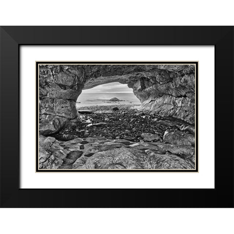 Canada-Newfoundland-The Arches Provincial Park-Rock cave on shore of Gulf of St Lawrence Black Modern Wood Framed Art Print with Double Matting by Jaynes Gallery