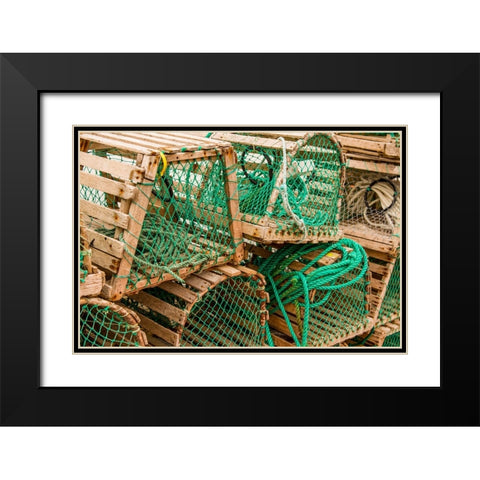 Fishing nets and lobster pots traps-Old Pelican-Avalon Peninsula-Newfoundland-Canada Black Modern Wood Framed Art Print with Double Matting by DeFreitas, Michael