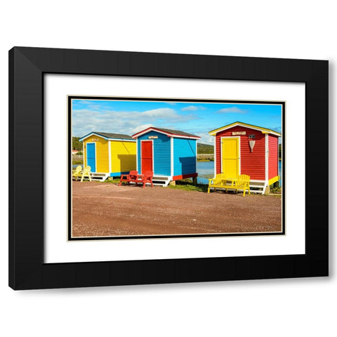Colorful beach huts-Cavendish-Newfoundland-Canada Black Modern Wood Framed Art Print with Double Matting by DeFreitas, Michael