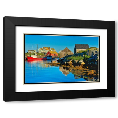 Canada-Nova Scotia-Peggys Cove Fishing boats in village harbor Black Modern Wood Framed Art Print with Double Matting by Jaynes Gallery