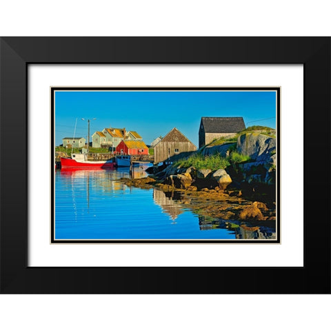 Canada-Nova Scotia-Peggys Cove Fishing boats in village harbor Black Modern Wood Framed Art Print with Double Matting by Jaynes Gallery
