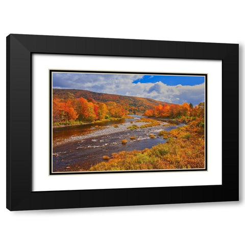 Canada-Nova Scotia-Cape Breton Island The North River and forest in autumn foliage Black Modern Wood Framed Art Print with Double Matting by Jaynes Gallery