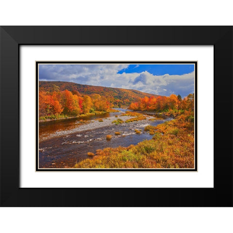 Canada-Nova Scotia-Cape Breton Island The North River and forest in autumn foliage Black Modern Wood Framed Art Print with Double Matting by Jaynes Gallery