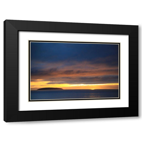 Canada-Nova Scotia-Cabot Trail-Cape Breton-Sunset at Margaree Harbor Black Modern Wood Framed Art Print with Double Matting by Wall, Patrick J.