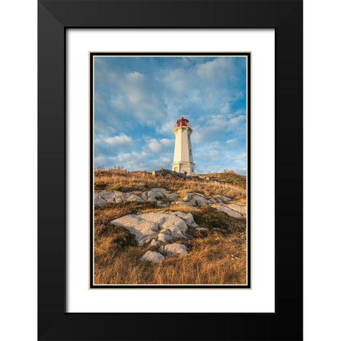 Canada-Nova Scotia-Louisbourg-Louisbourg Lighthouse-dusk Black Modern Wood Framed Art Print with Double Matting by Bibikow, Walter