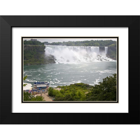 Canada, Ontario, Boat by the Niagara Falls Black Modern Wood Framed Art Print with Double Matting by Lord, Fred