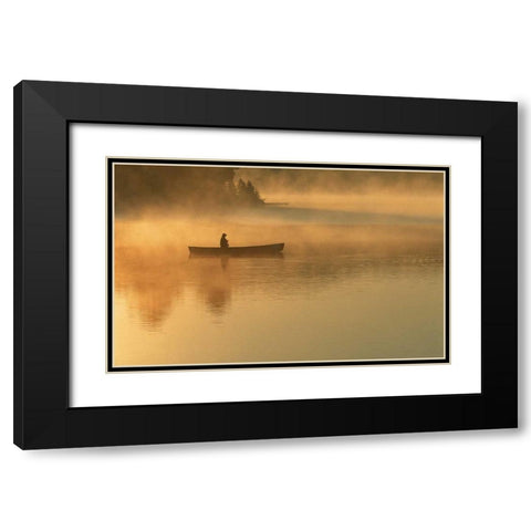 canoeist, Algonguin Park, Ontario, Canada Black Modern Wood Framed Art Print with Double Matting by Rotenberg, Nancy
