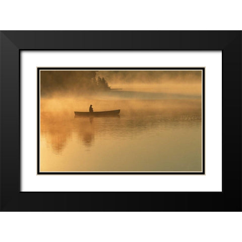 canoeist, Algonguin Park, Ontario, Canada Black Modern Wood Framed Art Print with Double Matting by Rotenberg, Nancy