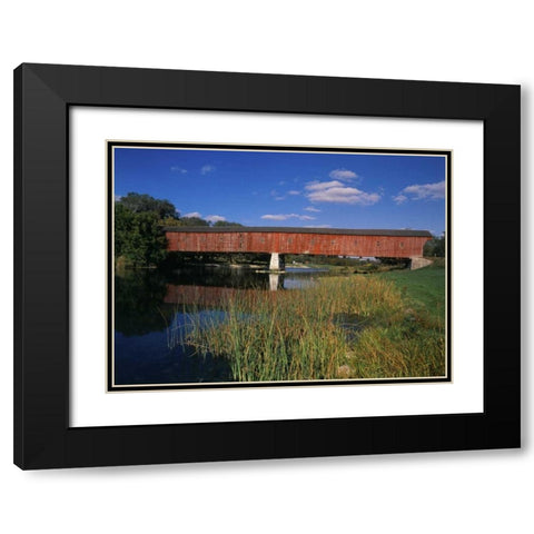 Canada, Montrose, West Montrose Covered Bridge Black Modern Wood Framed Art Print with Double Matting by Grandmaison, Mike