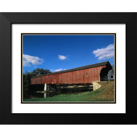 Canada, Montrose, West Montrose Covered Bridge Black Modern Wood Framed Art Print with Double Matting by Grandmaison, Mike