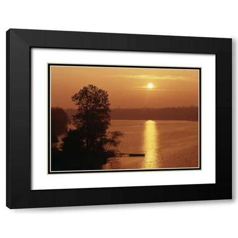 Canada, Ontario, London, Fanshawe Lake at sunrise Black Modern Wood Framed Art Print with Double Matting by Grandmaison, Mike