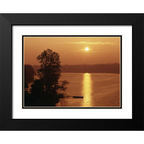 Canada, Ontario, London, Fanshawe Lake at sunrise Black Modern Wood Framed Art Print with Double Matting by Grandmaison, Mike