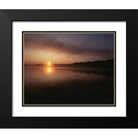 Canada, Ontario, Sudbury, Tilton Lake at sunrise Black Modern Wood Framed Art Print with Double Matting by Grandmaison, Mike